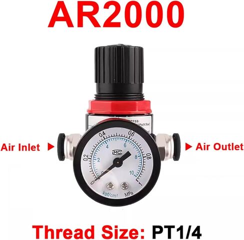 1pc AR2000 1/4" Thread BSPT Pneumatic Air Compressor Pressure Regulator Reduction Valve 4MM 6MM 8MM 10MM 12MM Connector Fittings(AR2000 (12mm)) in Saudi Arabia