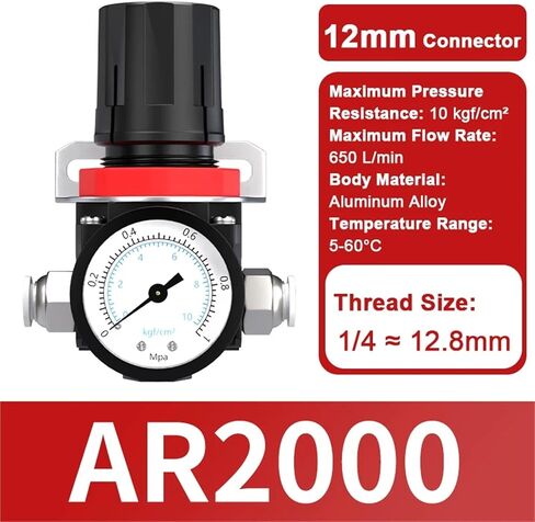 1 قطعة AR2000 1/4 "الموضوع BSPT هوائي ضاغط الهواء منظم الضغط صمام تخفيض 4 مللي متر 6 مللي متر 8 مللي متر 10 مللي متر 12 مللي متر تركيبات موصل (AR2000 (12 مللي متر)) in Kuwait
