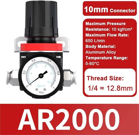 1 قطعة AR2000 1/4 "الموضوع BSPT هوائي ضاغط الهواء منظم الضغط صمام تخفيض 4 مللي متر 6 مللي متر 8 مللي متر 10 مللي متر 12 مللي متر تركيبات موصل (AR2000 (12 مللي متر)) in Kuwait