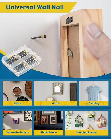Uniclife 90 Pcs Picture Hanging Nails for Wall Art, 3 Sizes, Small Nails for Hanging Pictures, Alloy Steel Picture Hangers Picture Nails, Picture Frame Hangers, Wall Nails for Hanging Photos Mirrors in Saudi Arabia