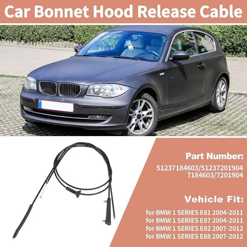 2 قطعة رقم 51237184603/51237201904 كابل تحرير قفل غطاء محرك السيارة لسيارات BMW 1 Series E81 E82 E87 E88 116d 116i 118d 118i 120d 120i استبدال غطاء مزلاج سلك مجتذب in Kuwait