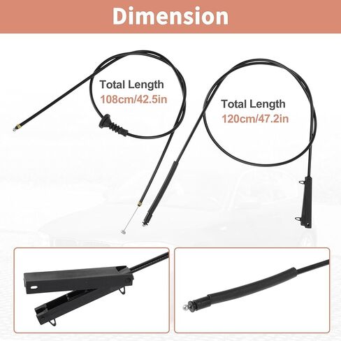2 قطعة رقم 51237184603/51237201904 كابل تحرير قفل غطاء محرك السيارة لسيارات BMW 1 Series E81 E82 E87 E88 116d 116i 118d 118i 120d 120i استبدال غطاء مزلاج سلك مجتذب in Kuwait