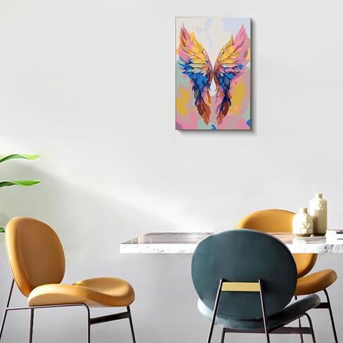 مجموعة الطلاء بالأرقام من Gemozaic للبالغين، مجموعة الطلاء بالأرقام للبالغين من Angel Wing على القماش مع حامل خشبي للمنزل والمكتب وديكور الحائط، 8 × 12 بوصة in Kuwait