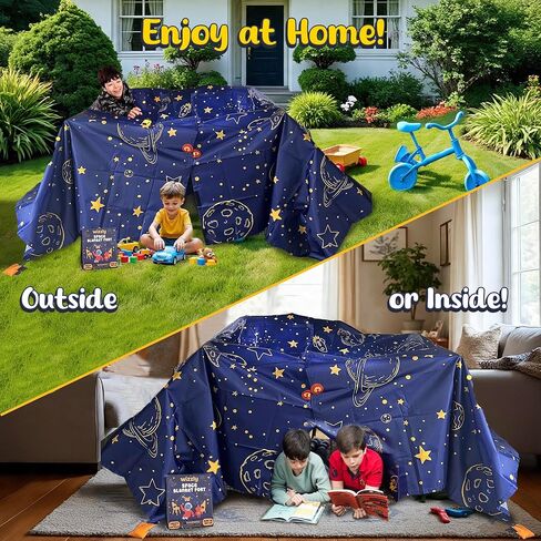 Space Blanket Fort Kit for Kids, Creative Fort Building Kit for Kids, Ages 4-8 & 8-12, Large Lightweight Blanket and Tent Weights for Make a Fort, Indoor/Outdoor Playhouse Toys for Boys & Girls in Saudi Arabia