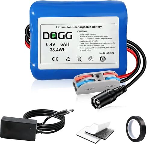 6V 6Ah Lithium Battery with Charger Kit, 6V Rechargeable Battery for DIY, Ride On Toys, Audio Equipment, Power Wheels Replacement Etc. in Saudi Arabia