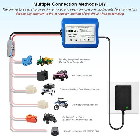6V 6Ah Lithium Battery with Charger Kit, 6V Rechargeable Battery for DIY, Ride On Toys, Audio Equipment, Power Wheels Replacement Etc. in Saudi Arabia
