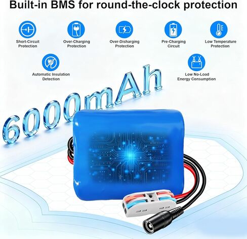 6V 6Ah Lithium Battery with Charger Kit, 6V Rechargeable Battery for DIY, Ride On Toys, Audio Equipment, Power Wheels Replacement Etc. in Saudi Arabia