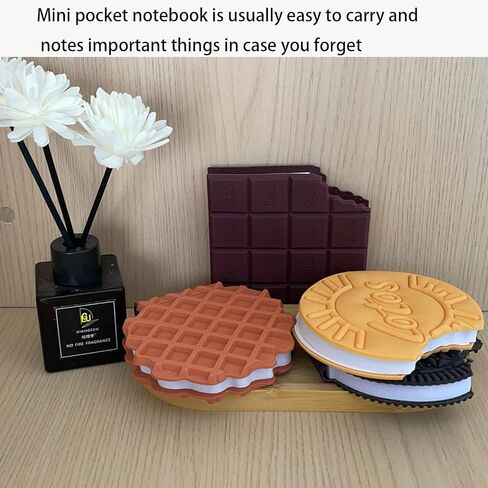 Dessert Shaped Mini Notebook Chocolate Chip Cookie Design Pocket Diary Wallet Small Hardcover Notepad Small Work Waterproof Portable Pocket Notepad Shorthand Notebook 4-Piece Set in Saudi Arabia