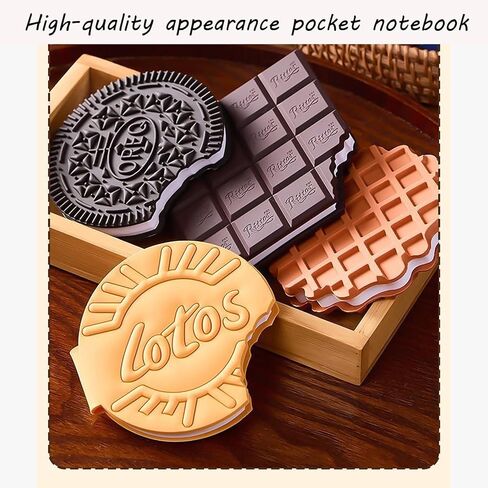 Dessert Shaped Mini Notebook Chocolate Chip Cookie Design Pocket Diary Wallet Small Hardcover Notepad Small Work Waterproof Portable Pocket Notepad Shorthand Notebook 4-Piece Set in Saudi Arabia