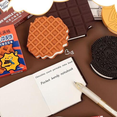 Dessert Shaped Mini Notebook Chocolate Chip Cookie Design Pocket Diary Wallet Small Hardcover Notepad Small Work Waterproof Portable Pocket Notepad Shorthand Notebook 4-Piece Set in Saudi Arabia