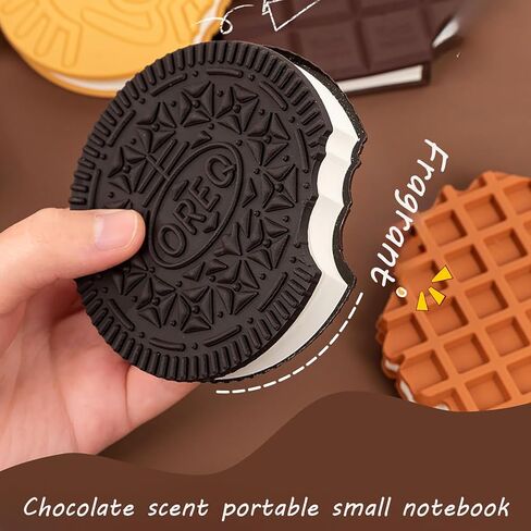 Dessert Shaped Mini Notebook Chocolate Chip Cookie Design Pocket Diary Wallet Small Hardcover Notepad Small Work Waterproof Portable Pocket Notepad Shorthand Notebook 4-Piece Set in Saudi Arabia