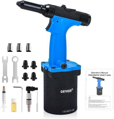 Pneumatic Rivet Gun Air Pop Riveter Tool Kit with 1/8", 5/32", 3/16", 1/4" Rivet Nozzles, Pneumatic Riveting Gun, Upgraded Air Riveter Hydraulic Pop Riveting Rivets Tool, No-Self-Suction in Saudi Arabia