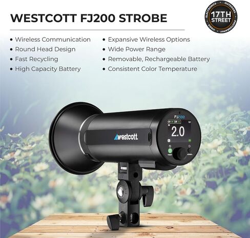 Westcott FJ200 Round Head Pocket Strobe Light with 64GB Memory Card for 4K Video and Westcott ProGrip2 Ergonomic Handheld Mount for Photographers Bundle Set (WES-4740) in Saudi Arabia