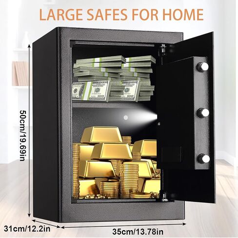 2.6 Cubic Feet Large Home Safe Fireproof Waterproof, Digital Home Security Safe Box with Electronic Keypad & Keys, Personal Home Safe for Firearm Medicine Money Documents Valuables in Saudi Arabia
