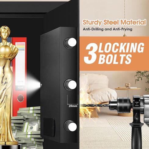 2.6 Cubic Feet Large Home Safe Fireproof Waterproof, Digital Home Security Safe Box with Electronic Keypad & Keys, Personal Home Safe for Firearm Medicine Money Documents Valuables in Saudi Arabia