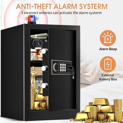 2.6 Cubic Feet Large Home Safe Fireproof Waterproof, Digital Home Security Safe Box with Electronic Keypad & Keys, Personal Home Safe for Firearm Medicine Money Documents Valuables in Saudi Arabia