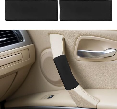 Car Inside Door Handle Protector, Leather Car Grab Handle Cover, Anti-Scratch Cover for Auto Inner Front Rear Door Pull Handle, Universal Vehicle Interior Decoration Accessory (Black) in Saudi Arabia