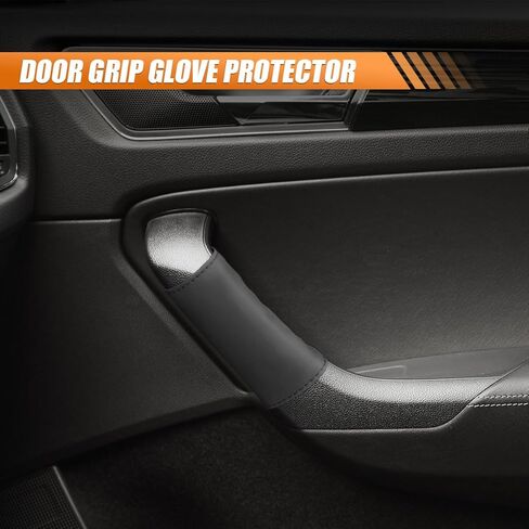 Car Inside Door Handle Protector, Leather Car Grab Handle Cover, Anti-Scratch Cover for Auto Inner Front Rear Door Pull Handle, Universal Vehicle Interior Decoration Accessory (Black) in Saudi Arabia