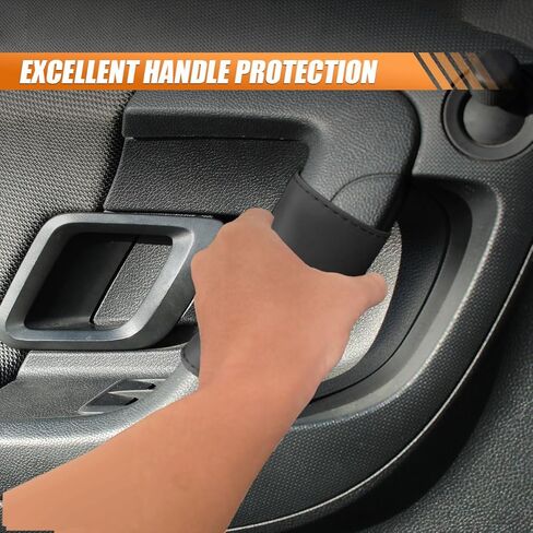 Car Inside Door Handle Protector, Leather Car Grab Handle Cover, Anti-Scratch Cover for Auto Inner Front Rear Door Pull Handle, Universal Vehicle Interior Decoration Accessory (Black) in Saudi Arabia