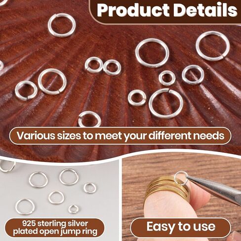 8pcs 925 Sterling Silver Split Jump Ring, 3/4/5/6mm Small Necklace Jewelry Clasp, Open Connector Closures for Key Rings Bracelet Earring Charm in Kuwait