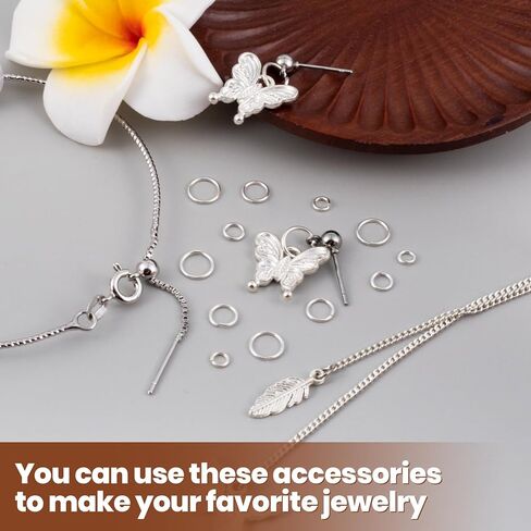 8pcs 925 Sterling Silver Split Jump Ring, 3/4/5/6mm Small Necklace Jewelry Clasp, Open Connector Closures for Key Rings Bracelet Earring Charm in Kuwait