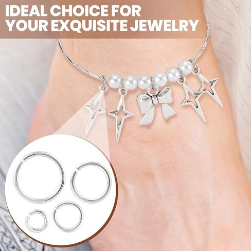 8pcs 925 Sterling Silver Split Jump Ring, 3/4/5/6mm Small Necklace Jewelry Clasp, Open Connector Closures for Key Rings Bracelet Earring Charm in Kuwait