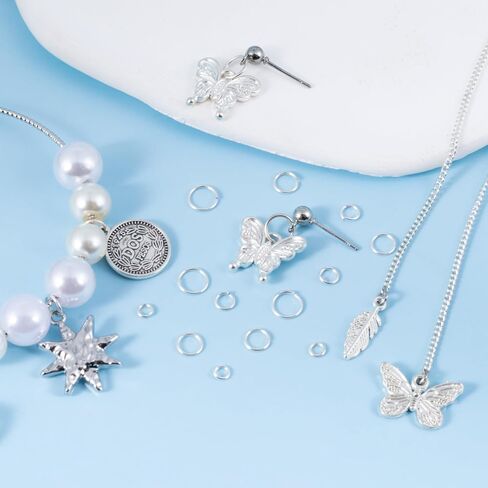 8pcs 925 Sterling Silver Split Jump Ring, 3/4/5/6mm Small Necklace Jewelry Clasp, Open Connector Closures for Key Rings Bracelet Earring Charm in Kuwait