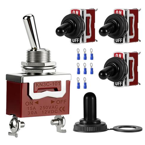 4 حزمة مفاتيح تبديل، SPST ON / OFF 2-Pin، 12V DC 30A مفتاح تبديل مقاوم للماء شديد التحمل مع غطاء غطاء التمهيد لشاحنة السيارات البحرية للسيارات in Saudi Arabia