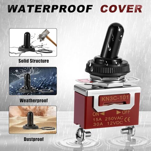 4 حزمة مفاتيح تبديل، SPST ON / OFF 2-Pin، 12V DC 30A مفتاح تبديل مقاوم للماء شديد التحمل مع غطاء غطاء التمهيد لشاحنة السيارات البحرية للسيارات in Saudi Arabia