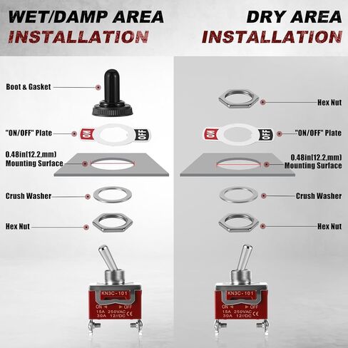 4 حزمة مفاتيح تبديل، SPST ON / OFF 2-Pin، 12V DC 30A مفتاح تبديل مقاوم للماء شديد التحمل مع غطاء غطاء التمهيد لشاحنة السيارات البحرية للسيارات in Saudi Arabia