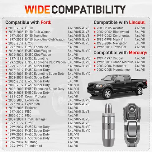 8 قطع F8AZ-6564-AA مجموعة أذرع الروك والصمامات متوافقة مع محركات Ford F150 Mustang Expedition E350 Lincoln Mercury 1992-2019 4.6L 5.4L 6.8L، استبدال # JB-2271 F6AZ-6564-AA F2AZ-6564-A MR-929 in Kuwait