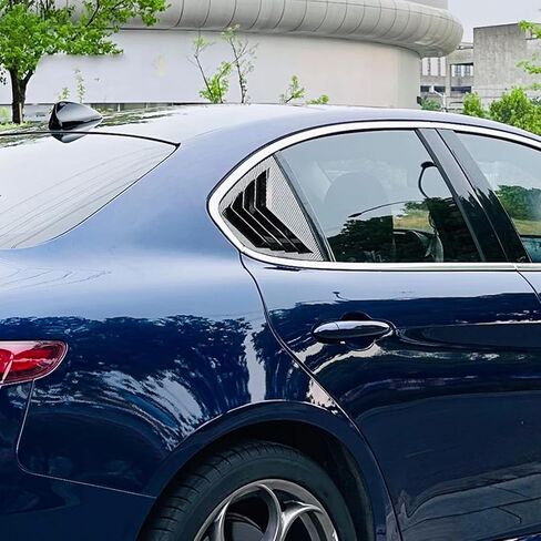 Pair of Rear Window Louver Covers, Glossy Black ABS Side Window Shutters for Alfa Romeo Giulia 2016-2024 (Carbon Fiber Style) in Saudi Arabia