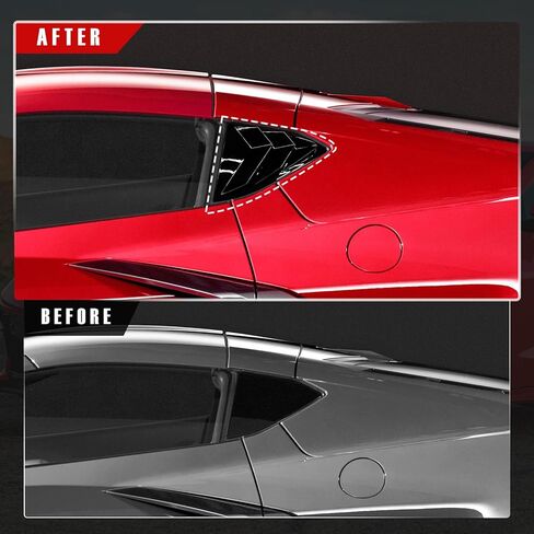 Rear Window Louvers Trim Cover Panel Compatible with Chevy Corvette C8 Z51 Z06 Stingray Coupe 2Doors 2020 2021 2022 2023 2024,Rear Window Quarter Triangle Covers,2PCS,Glossy Black in Kuwait