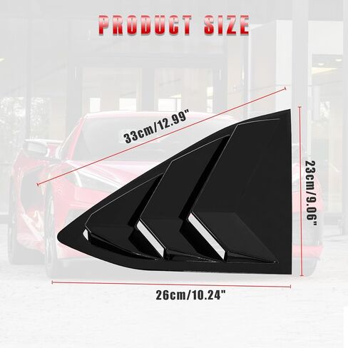 Rear Window Louvers Trim Cover Panel Compatible with Chevy Corvette C8 Z51 Z06 Stingray Coupe 2Doors 2020 2021 2022 2023 2024,Rear Window Quarter Triangle Covers,2PCS,Glossy Black in Kuwait