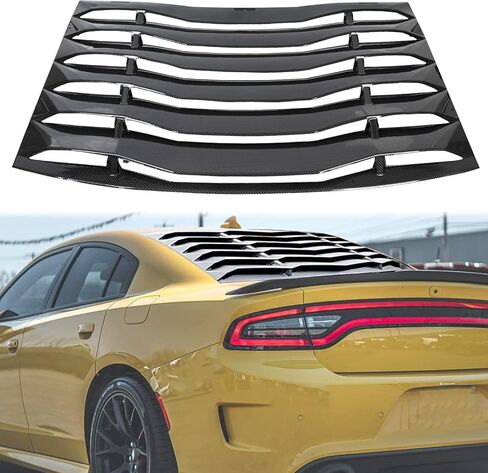 غطاء فتحة النافذة الخلفية ECOTRIC متوافق مع 2011-2023 دودج تشارجر SXT/GT/RT/RT Scat Pack/Scat Pack Widebody/SRT Hellcat غطاء الزجاج الأمامي ظل الشمس تنفيس ألياف الكربون الطباعة in Saudi Arabia
