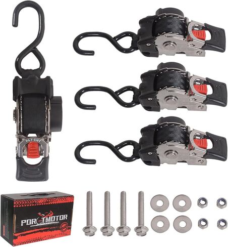 2 Pack Bolt-On Retractable Ratchet Straps (1" x5.3'), Self Retractable Ratchet Tie Down Straps Auto Retracting Transom Tie Down Straps for Boats, Jet Skis, Motorcycles, ATVs, Cargo in Kuwait