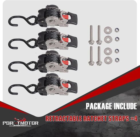 2 Pack Bolt-On Retractable Ratchet Straps (1" x5.3'), Self Retractable Ratchet Tie Down Straps Auto Retracting Transom Tie Down Straps for Boats, Jet Skis, Motorcycles, ATVs, Cargo in Kuwait