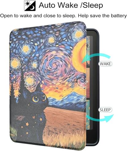 حافظة لجهاز Kindle Paperwhite الجديد تمامًا الجيل الثاني عشر 2024 وKindle Colorsoft Signature Edition، هدايا لمحبي الكتب، غطاء واقٍ خفيف الوزن من جلد البولي يوريثان مع حزام يد للاستيقاظ التلقائي أثناء النوم in Kuwait