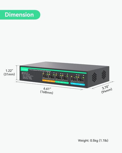 LINOVISION 8 منافذ UltraReach PoE Switch بحد أقصى 2600 قدم (800 متر) طويل المدى PoE، 2 منافذ PoE عالية عالية، إدارة سحابية عن بعد، مصدر طاقة مدمج 130 واط لكاميرات IP، PTZ، نقاط الوصول، وأجهزة VoIP in Kuwait