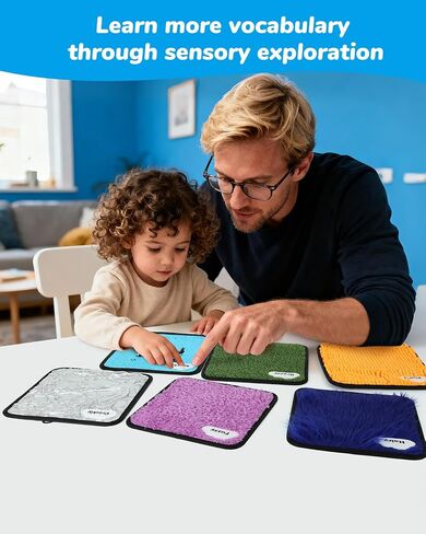 12Set Large Sensory Mats 10 x10 Inch Textured Labeled Sensory Tile Sensory Wall Panels with Hooks&Storage Tote,Tactile Sensory Toys for Autism,Calming Corner Classroom,Special Needs Education in Kuwait