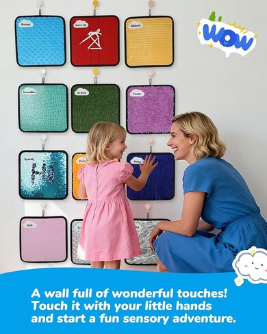 12Set Large Sensory Mats 10 x10 Inch Textured Labeled Sensory Tile Sensory Wall Panels with Hooks&Storage Tote,Tactile Sensory Toys for Autism,Calming Corner Classroom,Special Needs Education in Kuwait