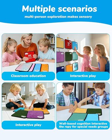 12Set Large Sensory Mats 10 x10 Inch Textured Labeled Sensory Tile Sensory Wall Panels with Hooks&Storage Tote,Tactile Sensory Toys for Autism,Calming Corner Classroom,Special Needs Education in Kuwait