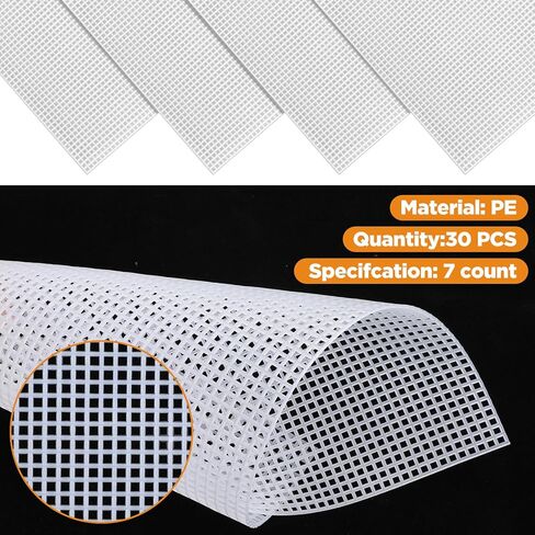30pcs Plastic Canvas Mesh Sheets, 2.5mm Grid Plastic Canvas Sheets, 7 Count Needlepoint Eye Mesh for Embroidery Crafting, Acrylic Yarn Crafting, Knit and Crochet DIY Projects 30 x 20cm/11.81" x 7.87" in Saudi Arabia