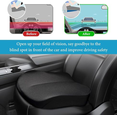 Car Seat Cushion, Comfort Ergonomic Memory Foam Seat Cushion for Tailbone Back Pain Relief, Breathable Car Cushion Suitable for Short People Driver to Get Better View (Black) in Saudi Arabia