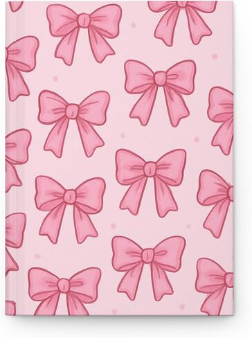 Pink Ribbon Hardcover Journal - Cute Bow Design, Girly Girls Notebook, Planning Gift, Notes Diary, Matte Cover in Saudi Arabia