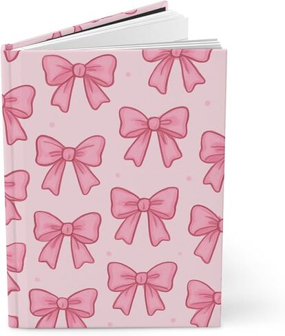 Pink Ribbon Hardcover Journal - Cute Bow Design, Girly Girls Notebook, Planning Gift, Notes Diary, Matte Cover in Saudi Arabia
