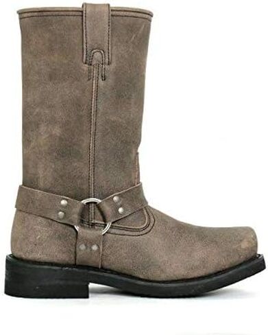 Hot Leathers BTM1003 Men's Stone Wash Brown 11-inch Tall Harness Leather Boots - 9 in Saudi Arabia