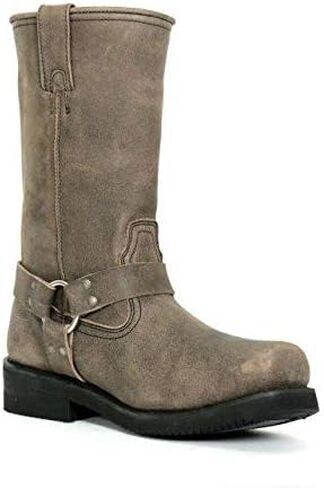 Hot Leathers BTM1003 Men's Stone Wash Brown 11-inch Tall Harness Leather Boots - 9 in Saudi Arabia