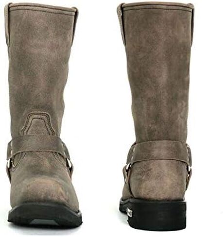 Hot Leathers BTM1003 Men's Stone Wash Brown 11-inch Tall Harness Leather Boots - 9 in Saudi Arabia