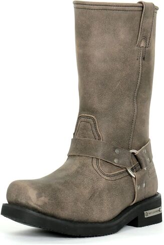 Hot Leathers BTM1003 Men's Stone Wash Brown 11-inch Tall Harness Leather Boots - 9 in Saudi Arabia